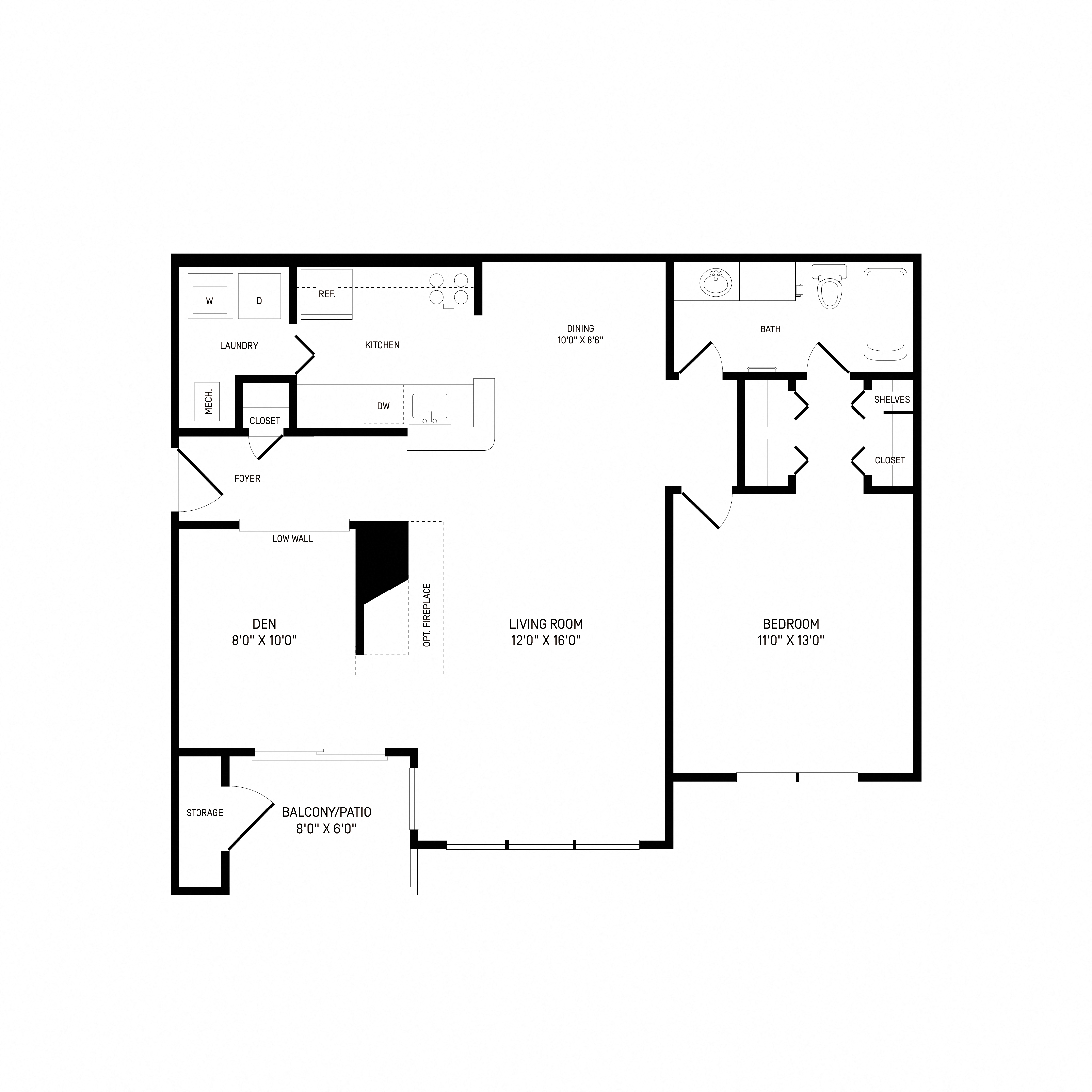 Floorplan for Apartment #00-201, 3 bedroom unit at Halstead Reston